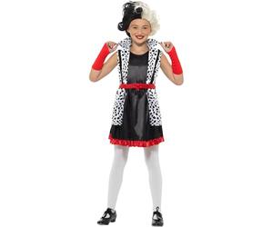 SMIFFYS Costume piccola Signorina del male, Bianco e nero, con abito, giacca applicata e guanti