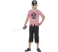 SMIFFYS Costume Pirata Jolly, da ragazzo, bianco e rosso, con top, pantaloni, bandana e Halloween