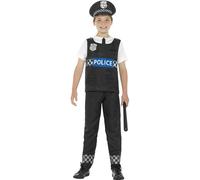 SMIFFYS Costume Poliziotto, bianco e nero, con top, pantaloni e cappello