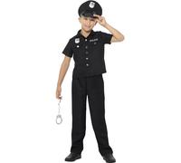 SMIFFYS Costume Poliziotto di New York, nero, con top, pantaloni e cappello