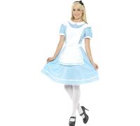 Smiffys Costume Principessa delle Meraviglie, azzurro, con vestito, grembiule e fascia per capelli Halloween