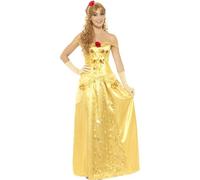 SMIFFYS Costume Principessa d'oro, dorato, con vestito lungo, guanti e fascia per capelli Halloween, Carnevale