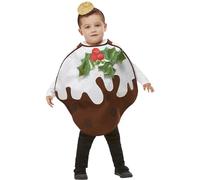 Smiffys Costume Pudding natalizio glitterato, Marrone, con tunica e fascia