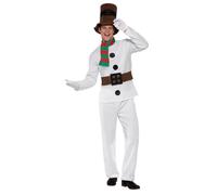 SMIFFYS Costume Pupazzo di neve, bianco, con top, cintura attaccata, pantaloni, sciarpa e cappello Halloween