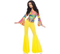 SMIFFYS Costume ragazza alla moda anni '70, multi-colore con parte superiore e pantaloni