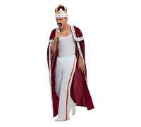 SMIFFYS Costume Royal Queen Deluxe, Rosso, con abito, pantaloni, corona e baffi