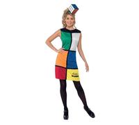 80'S Cubo di Rubik Costume Donna Costume Retrò Donna Divertente Costume UK 12-14