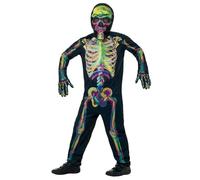 SMIFFYS Costume scheletro che si illumina al buio, Multicolore, con tuta, maschera e gua