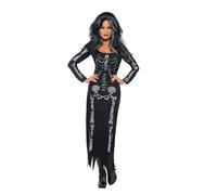 Smiffy's Costume Donna Scheletro Adulti – Nero, abito a tubo maniche lunghe, sexy – Taglia L
