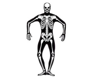 Smiffys Costume Scheletro Seconda Pelle, comprende Finta e Apertura sotto il Mento celate, Luminoso al buio Halloween