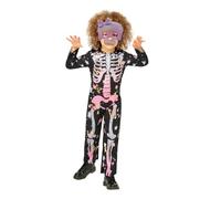 SMIFFYS Costume scintillante scheletro in oro rosa, Pigiama e maschera in feltro glitter Halloween, Carnevale