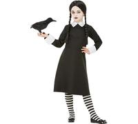 SMIFFYS Costume scolaretta gotico, Nero, con abito e parrucca Halloween