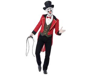 Smiffys Costume Sinistro Direttore di Circo, Rosso e Nero, comprende Giacca, Camicia Finta, Maschera e Cilindro Halloween