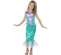 SMIFFYS Costume Sirenetta deluxe, verde, con vestito e clip per capelli Halloween
