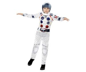 Smiffys Costume Spaceman deluxe, Bianco, con tuta e copricapo, stampa digitale