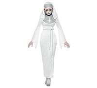 Smiffy's Costume Donna Spettro Suora dell'Asilo, Bianco con Abito, Cintura e Cuffia