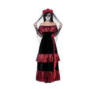 Smiffys Costume Sposa Giorno dei Morti, comprende Abito e Velo con Rose Halloween