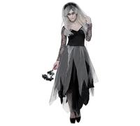 Smiffys Costume Sposa Sepolcrale Donna - Abito e velo con rose - Halloween Carnevale