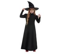 Adulti Bambini Wicked Costume da Strega + Cappello Tradizionale Halloween o-Ring