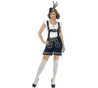 Smiffys Costume tradizionale deluxe Stella alpina, Blu, con costume tirolese e top Halloween, Carnevale
