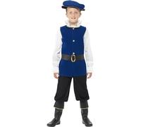Smiffys Costume Tudor per ragazzo, blu reale, con maglia, pantaloni con copristivali, cintura e cappello