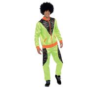 SMIFFYS Costume Tuta retro, da uomo, verde fluo, con giacca e pantaloni Halloween