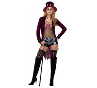 SMIFFYS Costume Voodoo, Nero e rosso, Giacca, top,pantaloncini, cappello e collana Halloween