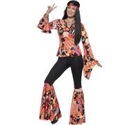 Smiffys Costume Willow the Hippie, Multicolore, con top, pantaloni, foulard e medaglione Halloween