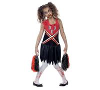 Smiffys Costume Zombie Cheerleader, Rosso e Nero, comprende Abito Insanguinato e Pompon