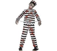 Smiffys Zombie Convict Costume, Black & White (Size S)