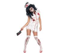 SMIFFYS Costume Zombie Infermiera, comprende Abito, Maschera e Copricapo