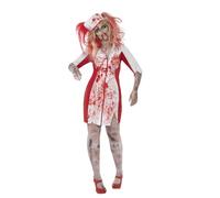 SMIFFYS Costume Zombie Infermiera con Curve, comprende Abito e Copricapo Halloween