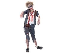 Smiffys Zombie School Boy Costume, Grey (Size L)
