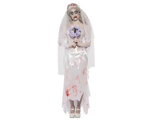 Smiffys Costume Zombie Sposa Finché Morte non ci Separi, comprende Abito, Velo e Bouquet Halloween