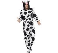 Smiffys Costume da mucca, Tuta integrale con cappuccio Halloween, Carnevale