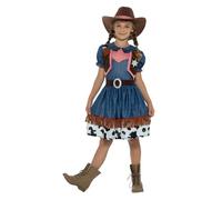 Smiffys Cowgirl texana, azzurro, con vestito, gilet attaccato e cappello
