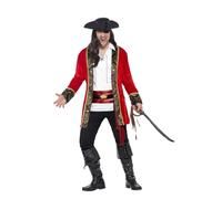 Smiffy's Costume Curves Capitano dei pirati rosso con giacca, camicia e fusciacca – Halloween