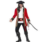 SMIFFYS Costume Curves Capitano dei pirati, rosso, con giacca, camicia e fusciacca in vita