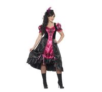 SMIFFYS Costume Curves Sassy Saloon, rosa, con abito e fermacapelli in piume