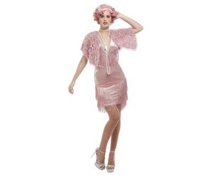 Smiffys Deluxe 20s Vintage Pink Flapper Costume (Size M)