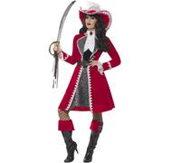 Smiffys Deluxe Authentic Lady Captain Costume, Red (Size S)
