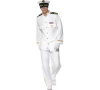 SMIFFYS Costume deluxe da capitano, bianco con giacca, pantaloni, mantello e guanti