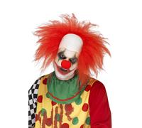 Adulti Uomo Spaventosa Killer Clown Calotta Pelata Rosso Capelli Circo Parrucca