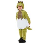 SMIFFYS Deluxe Costume da uovo di dinosauro per bambini, Verde, Tutto in uno con cappuccio e pantaloni