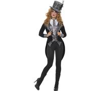 Smiffy's Costume deluxe Cappellaia Matta Nero con giacca, gilè, papillon e cappello