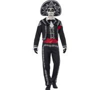 Smiffys Deluxe Day of the Dead Se±or Bones Costume, Black (Size M)