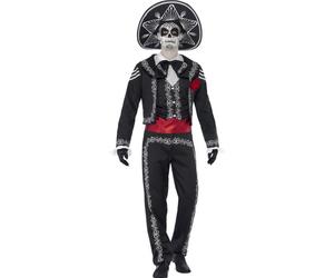 Smiffys Deluxe Day of the Dead Se±or Bones Costume, Black (Size XL)