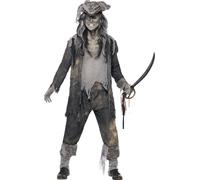 Smiffys Deluxe Ghost Ship Ghoul Costume, Grey (Size XL)