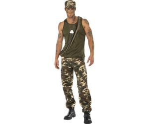 Smiffys Deluxe Khaki Camo Costume, Male, Khaki Green (Size M)