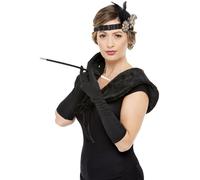 Deluxe 1920's Maschietta Glitterato Glam Fascia Guanti Accessorio Vestito Kit